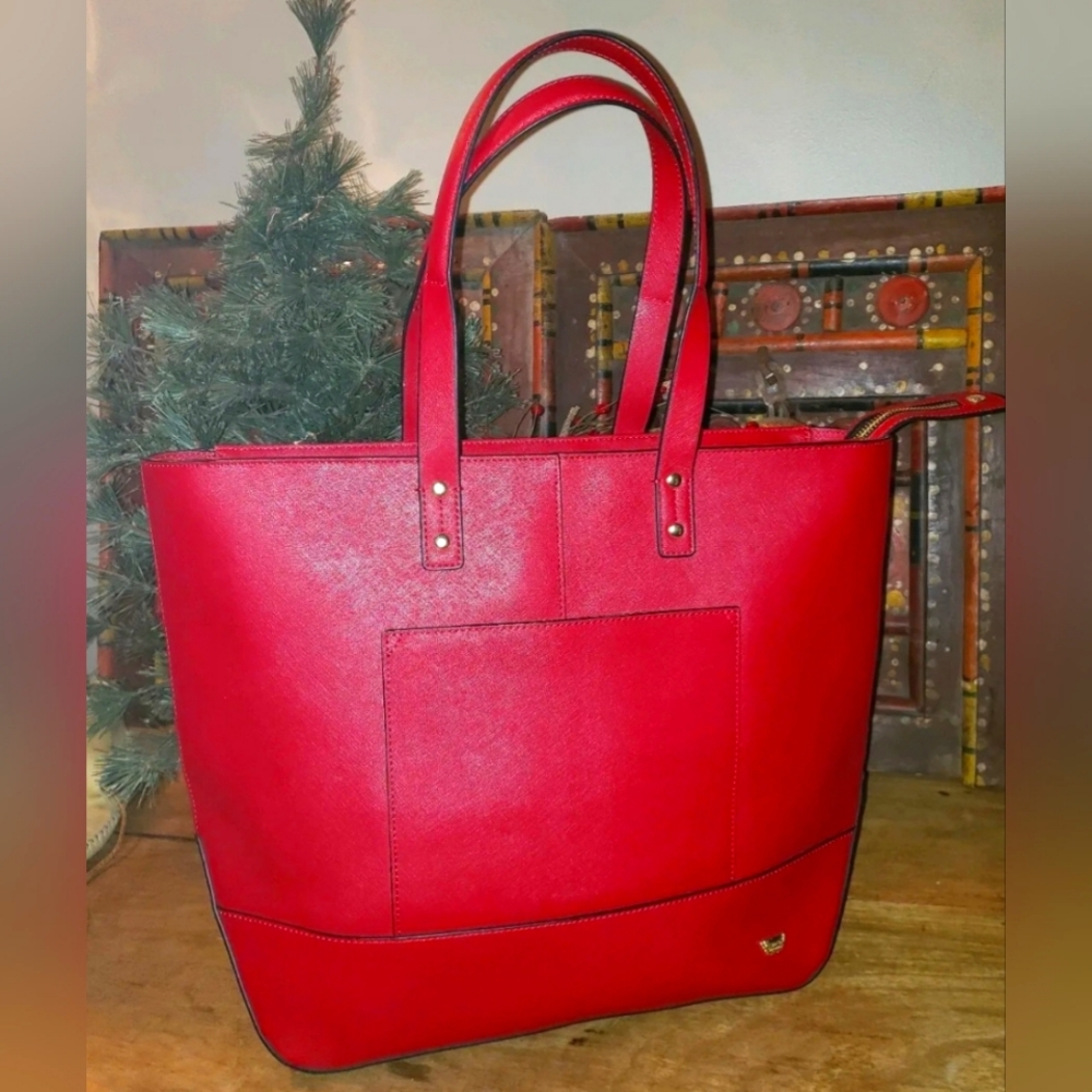 Beca by Joy Gryson red leather big handbag tote bag purse Veneto